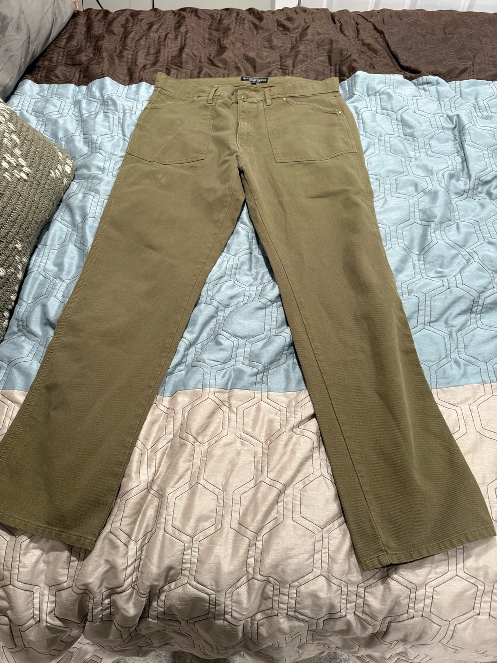 The J Peterman Company Bedford Cord Pants Green 34X30 100% Cotton